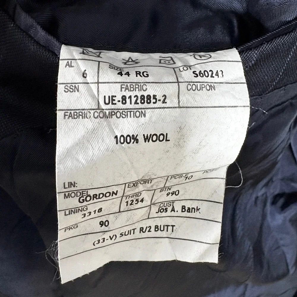 Jos A Bank Signature Collection Navy Blue Pinstripe‎ Wool Blazer Sport Coat 44R